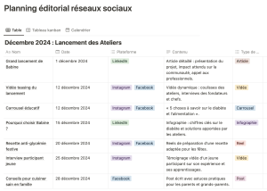 Planning éditorial Réseaux Sociaux sur 6 mois